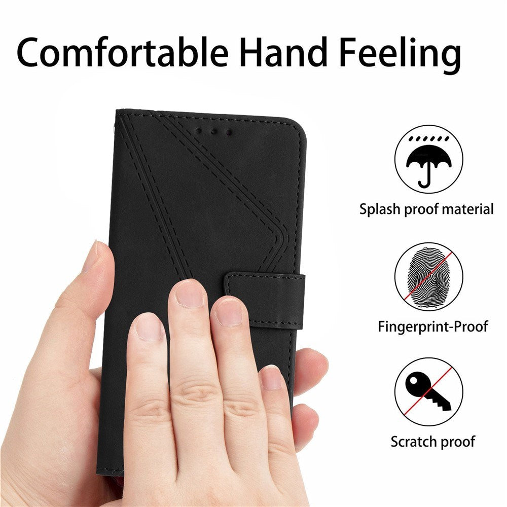 Oppo Reno14 (5G) Kunstlæder Flipcover m. Tryk - Sort