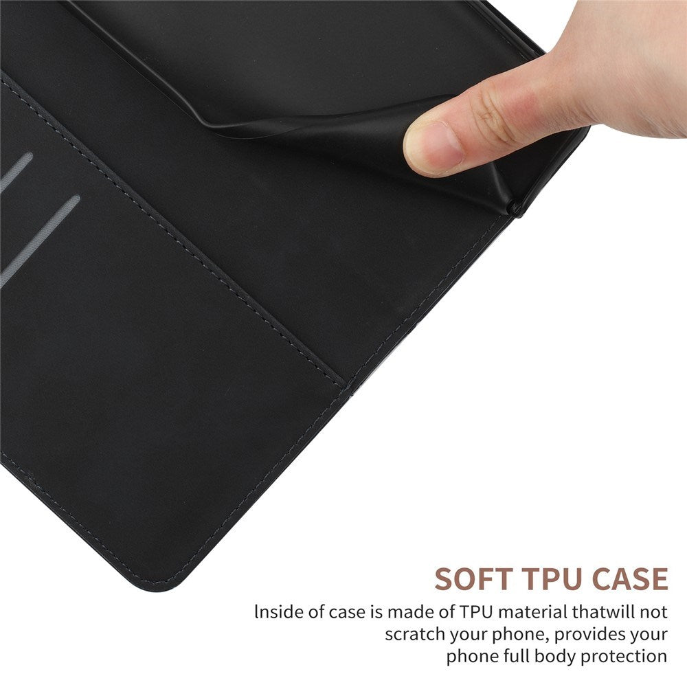 Oppo Reno14 (5G) Kunstlæder Flipcover m. Tryk - Sort