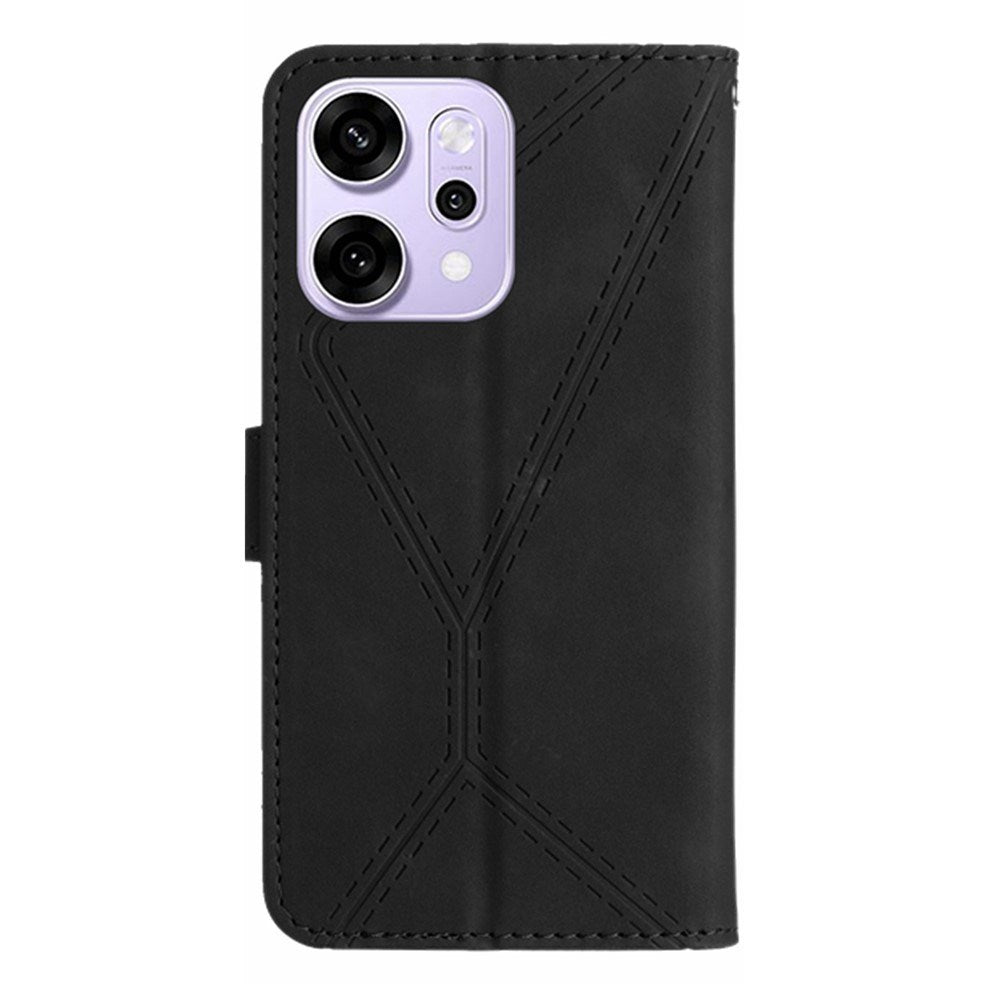 Oppo Reno14 (5G) Kunstlæder Flipcover m. Tryk - Sort