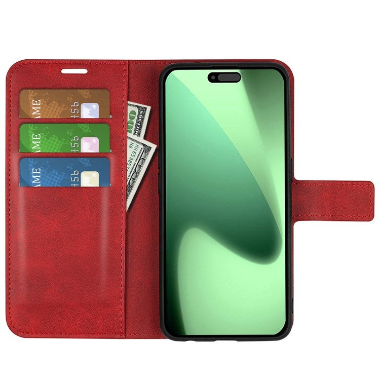 EIDERWOOD iPhone 17 Pro Max Kunstlæder Flip Cover m. Ståfunktion & Kortholder - Rød