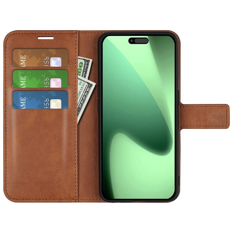 EIDERWOOD iPhone 17 Pro Max Kunstlæder Flip Cover m. Ståfunktion & Kortholder - Lysebrun