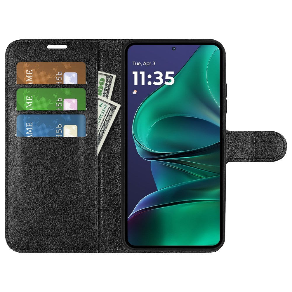 Motorola Moto G Stylus 5G (2025) EIDERWOOD Kunstlæder Flipcover m. Kortholder & Ståfunktion - Sort