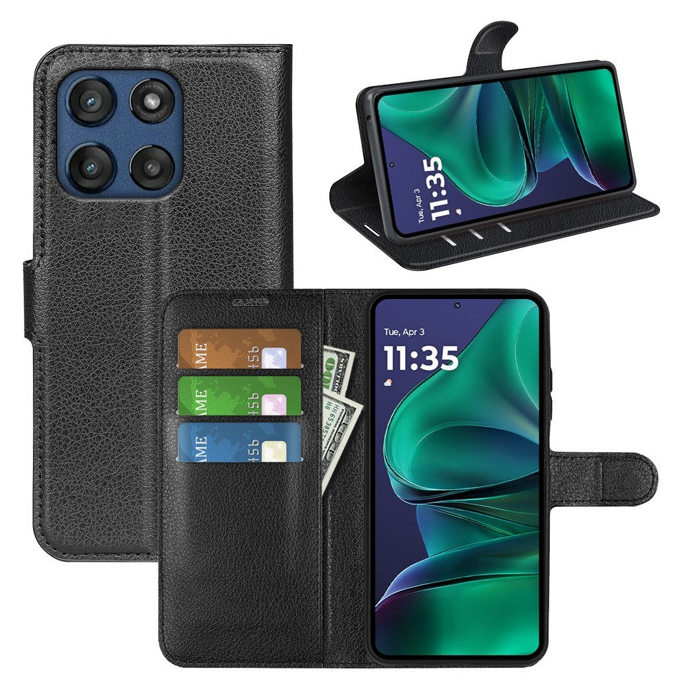 Motorola Moto G Stylus 5G (2025) EIDERWOOD Kunstlæder Flipcover m. Kortholder & Ståfunktion - Sort