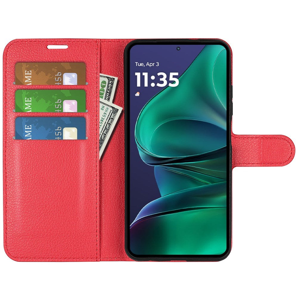 Motorola Moto G Stylus 5G (2025) EIDERWOOD Kunstlæder Flipcover m. Kortholder & Ståfunktion - Rød