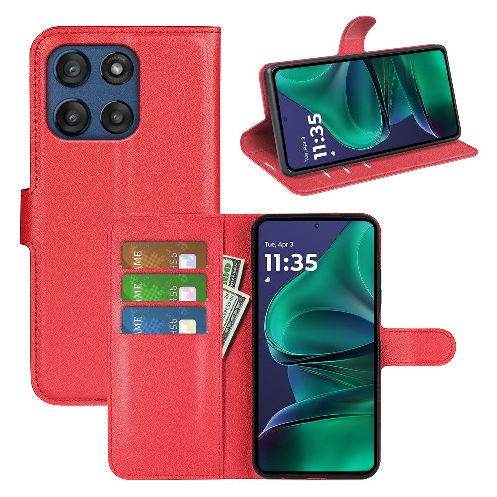 Motorola Moto G Stylus 5G (2025) EIDERWOOD Kunstlæder Flipcover m. Kortholder & Ståfunktion - Rød