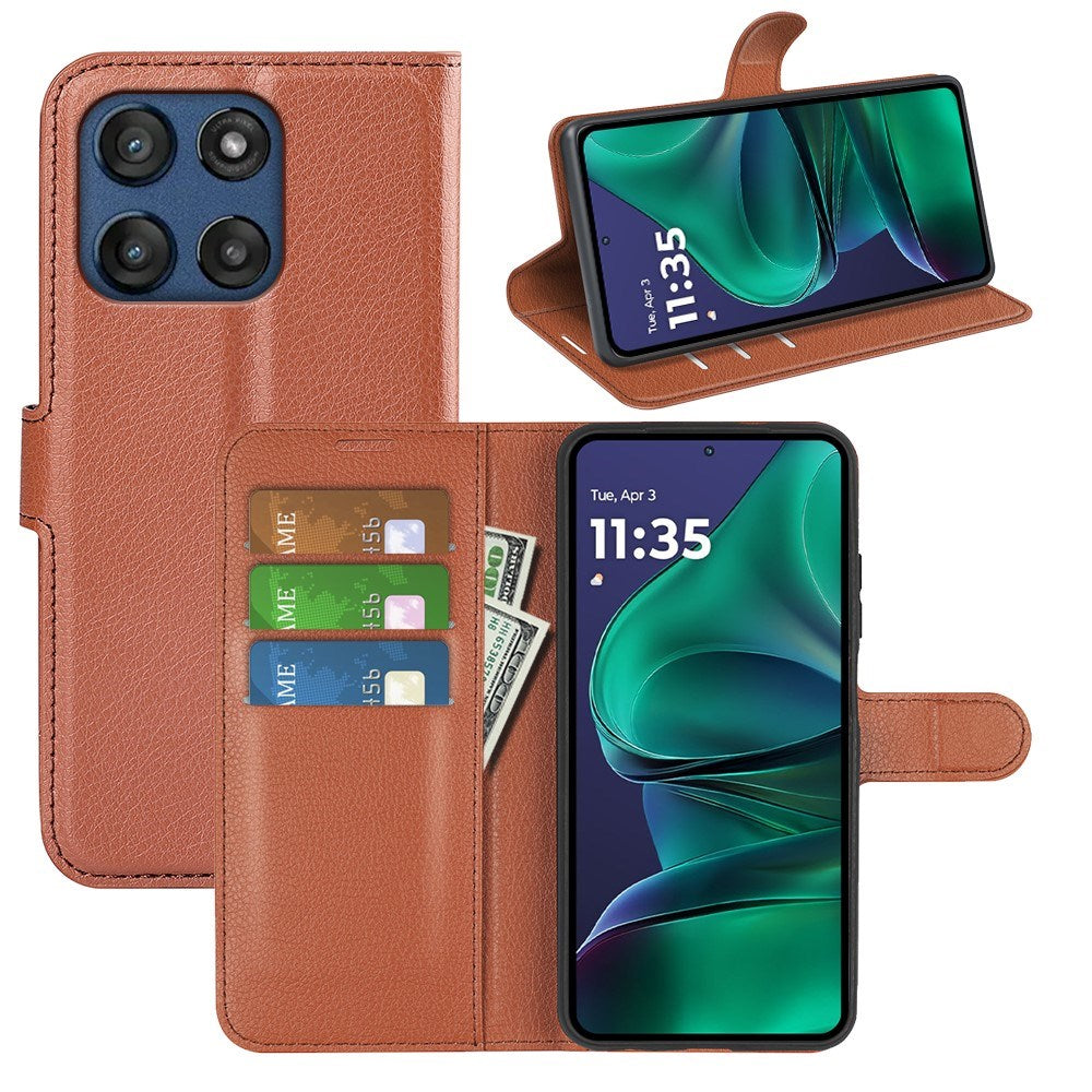 Motorola Moto G Stylus 5G (2025) EIDERWOOD Kunstlæder Flipcover m. Kortholder & Ståfunktion - Brun