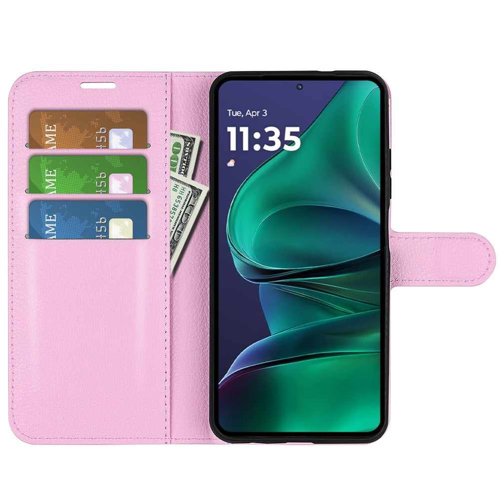 Motorola Moto G Stylus 5G (2025) EIDERWOOD Kunstlæder Flipcover m. Kortholder & Ståfunktion - Lyserød