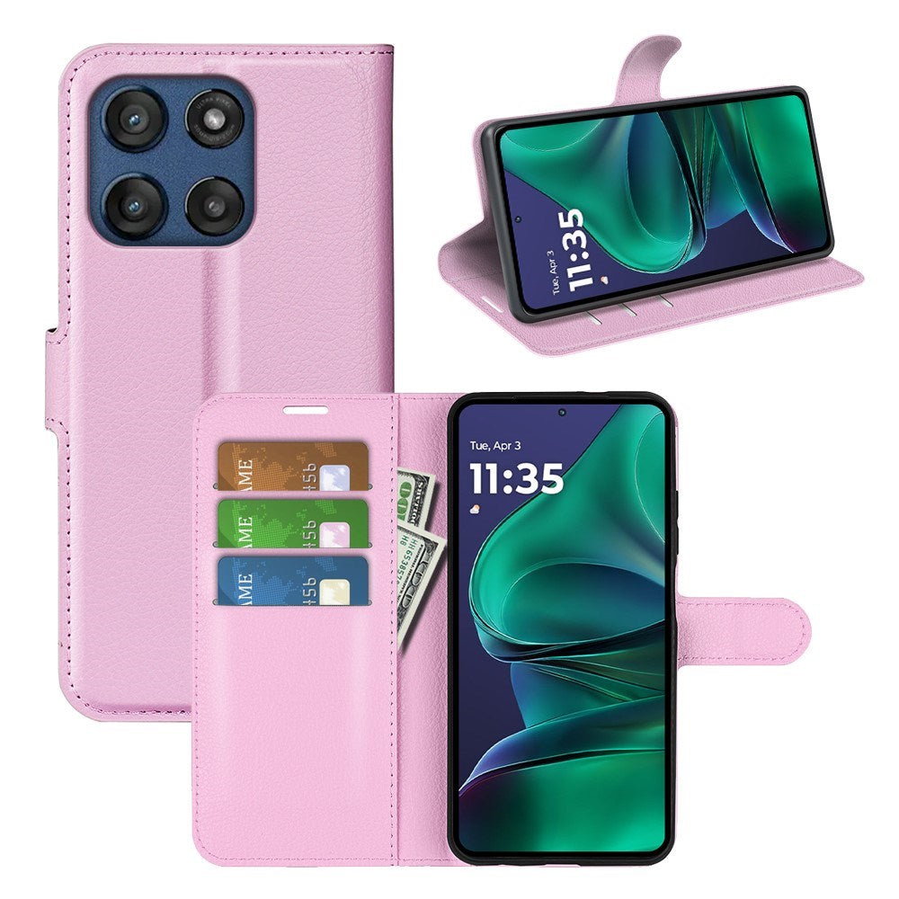Motorola Moto G Stylus 5G (2025) EIDERWOOD Kunstlæder Flipcover m. Kortholder & Ståfunktion - Lyserød