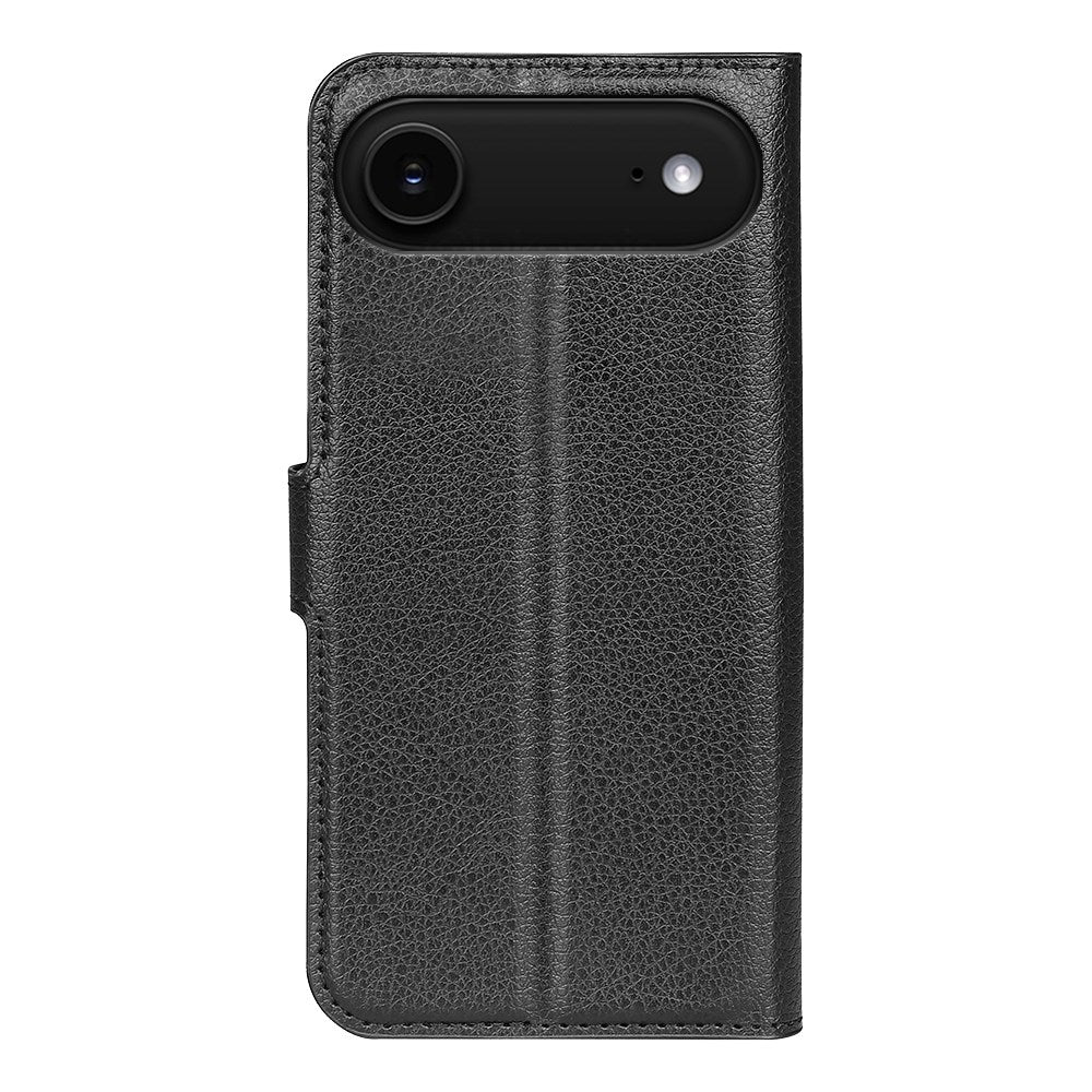 EIDERWOOD iPhone Air Litchi Flip Cover m. Indbygget Kortholder & Ståfunktion - Sort