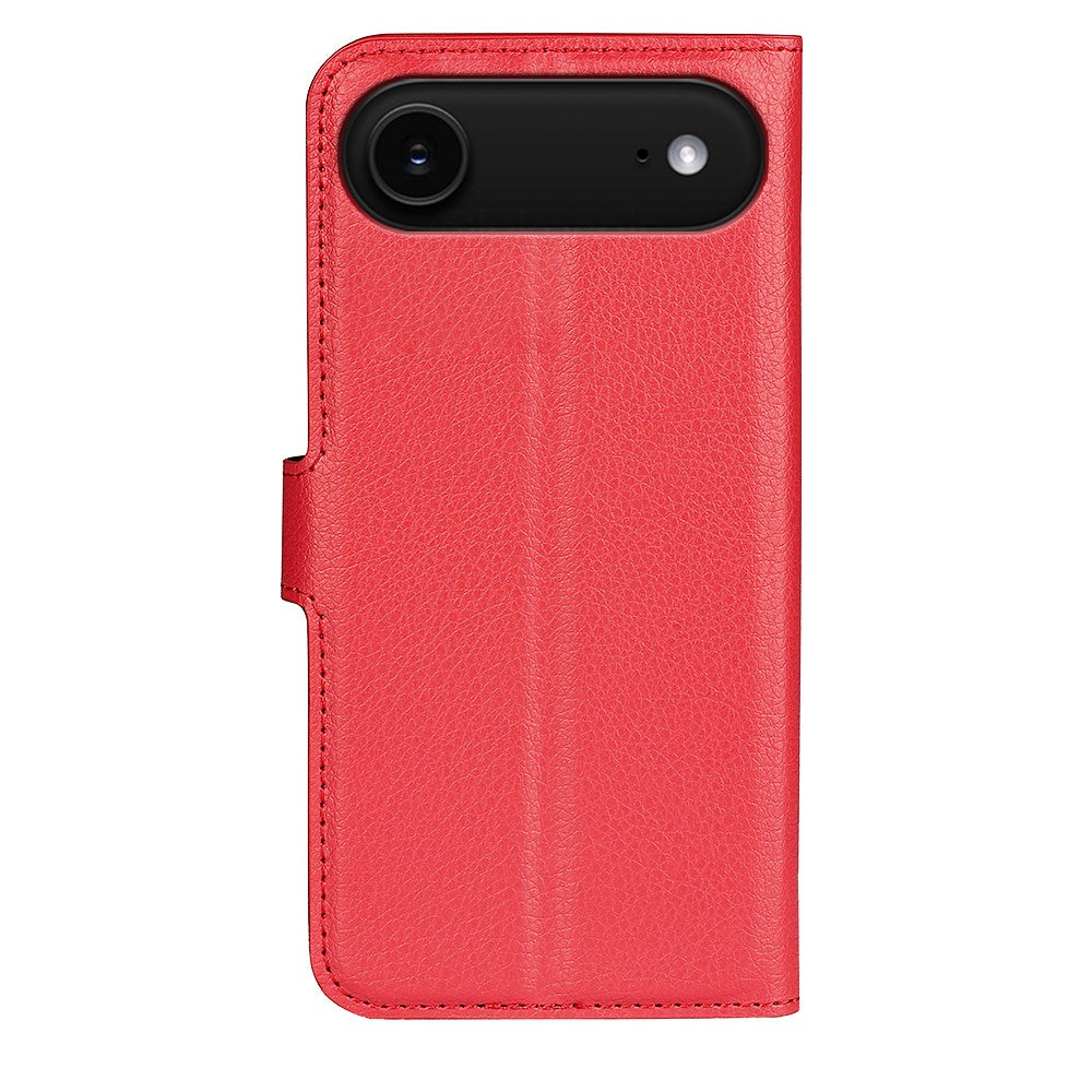 EIDERWOOD iPhone Air Litchi Flip Cover m. Indbygget Kortholder & Ståfunktion - Rød