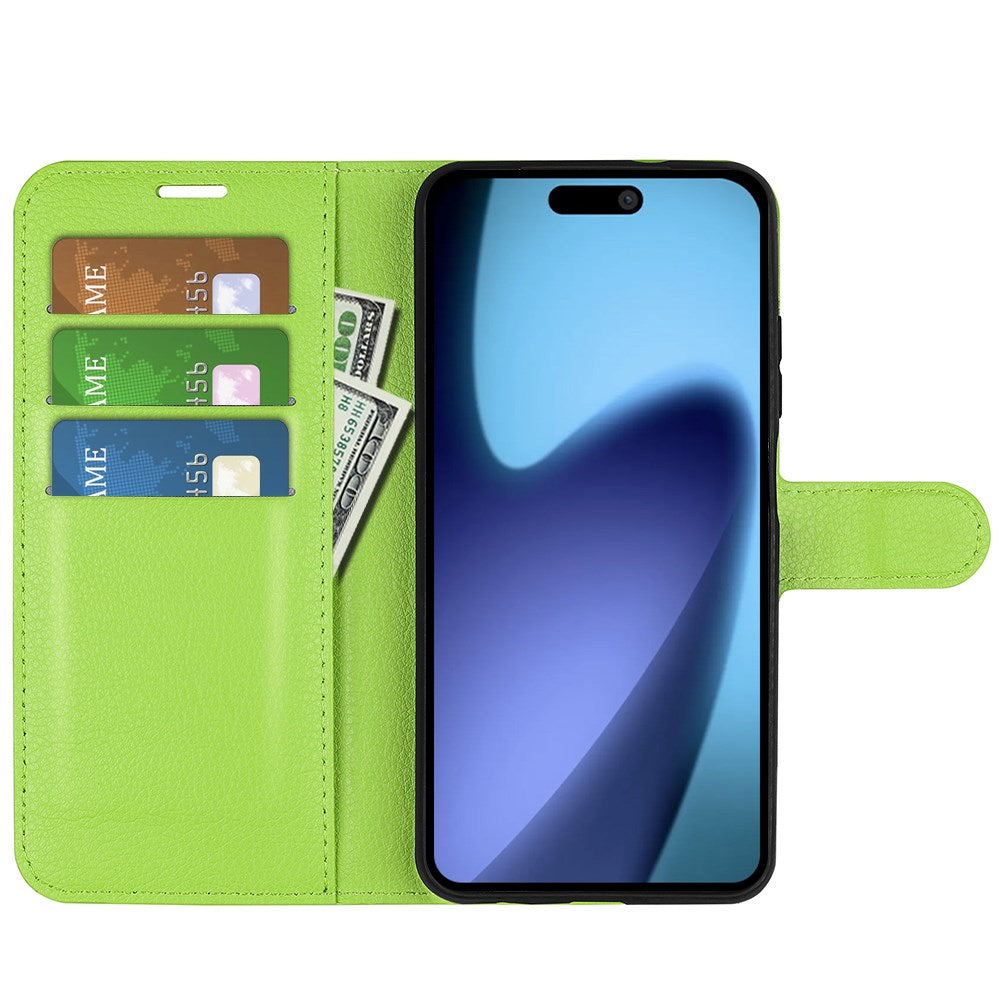 EIDERWOOD iPhone Air Litchi Flip Cover m. Indbygget Kortholder & Ståfunktion - Grøn