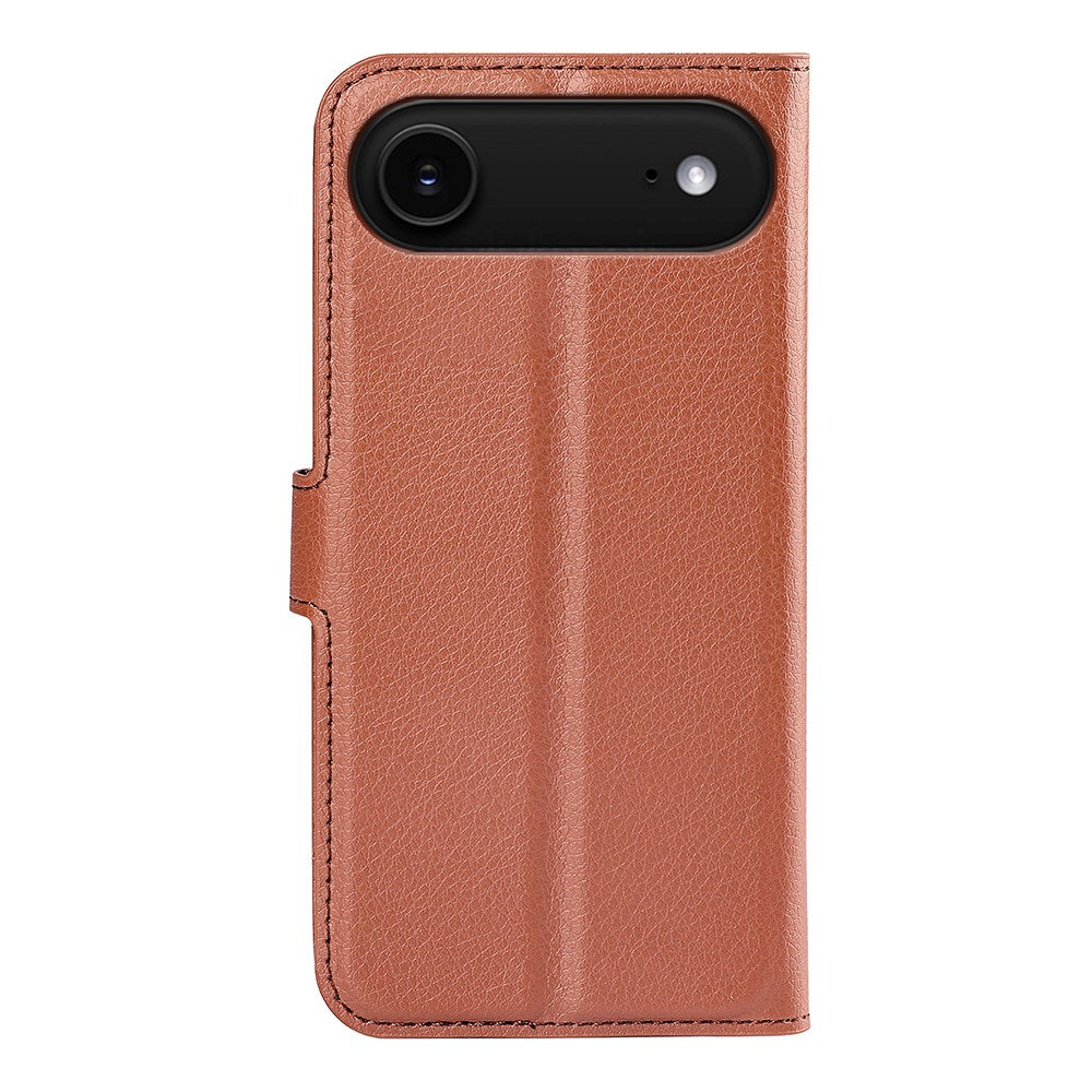 EIDERWOOD iPhone Air Litchi Flip Cover m. Indbygget Kortholder & Ståfunktion - Brun