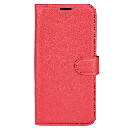 EIDERWOOD iPhone 17 Pro Litchi Flip Cover m. Indbygget Kortholder & Ståfunktion - Rød