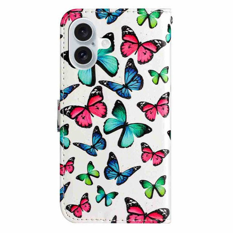 EIDERWOOD iPhone 17 Imiteret Læder Cover m. Pung & Strop - Sommerfugle