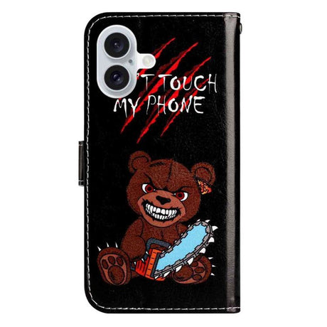 EIDERWOOD iPhone 17 Imiteret Læder Cover m. Pung & Strop - "Don't Touch My Phone" Bjørn