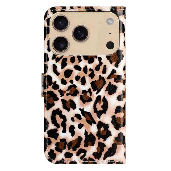 EIDERWOOD iPhone 17 Pro Imiteret Læder Cover m. Pung & Strop - Leopard