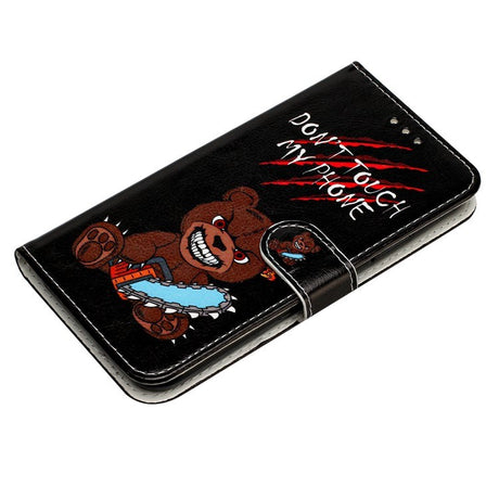 EIDERWOOD iPhone 17 Pro Imiteret Læder Cover m. Pung & Strop - "Don't Touch My Phone" Bjørn
