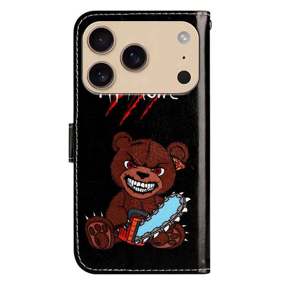 EIDERWOOD iPhone 17 Pro Imiteret Læder Cover m. Pung & Strop - "Don't Touch My Phone" Bjørn