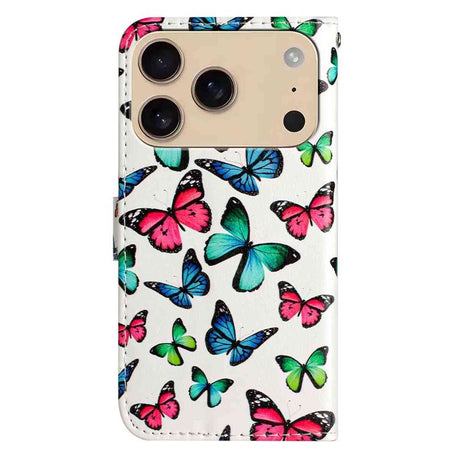 EIDERWOOD iPhone 17 Pro Max Imiteret Læder Cover m. Pung & Strop - Sommerfugle