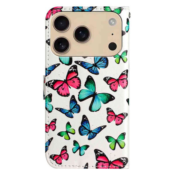 EIDERWOOD iPhone 17 Pro Max Imiteret Læder Cover m. Pung & Strop - Sommerfugle