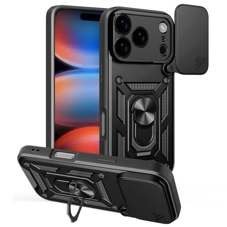 EIDERWOOD iPhone 17 Pro Hybrid Håndværker Cover m. Kickstand & Cam Slider - Sort
