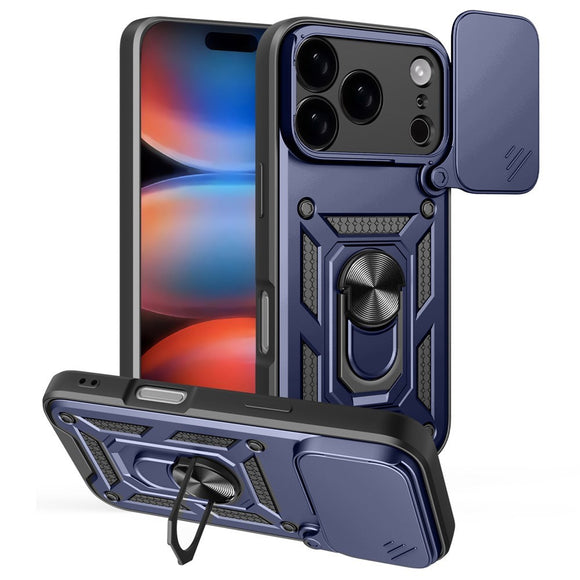 EIDERWOOD iPhone 17 Pro Hybrid Håndværker Cover m. Kickstand & Cam Slider - Blå