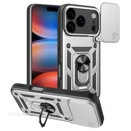 EIDERWOOD iPhone 17 Pro Hybrid Håndværker Cover m. Kickstand & Cam Slider - Sølv