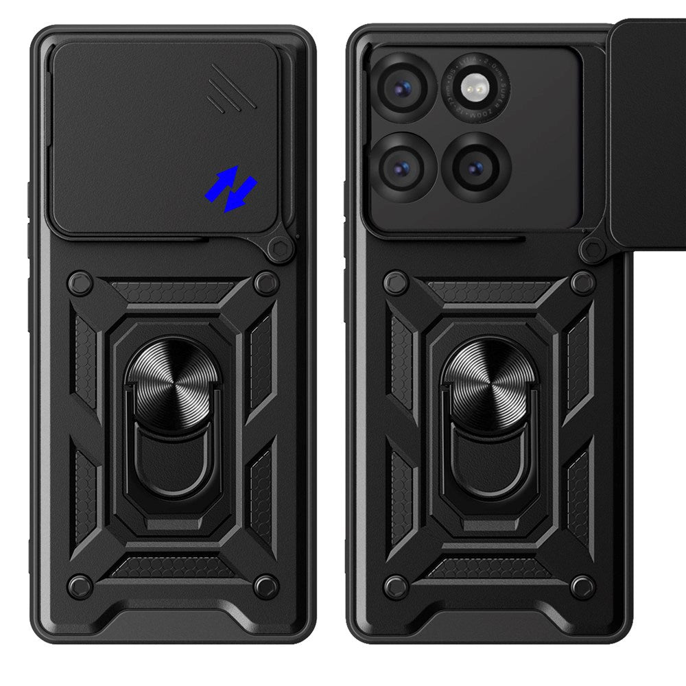 EIDERWOOD Motorola Edge 60 Pro Hybrid Håndværker Cover m. Magnetisk Kickstand & Cam Slider - Sort