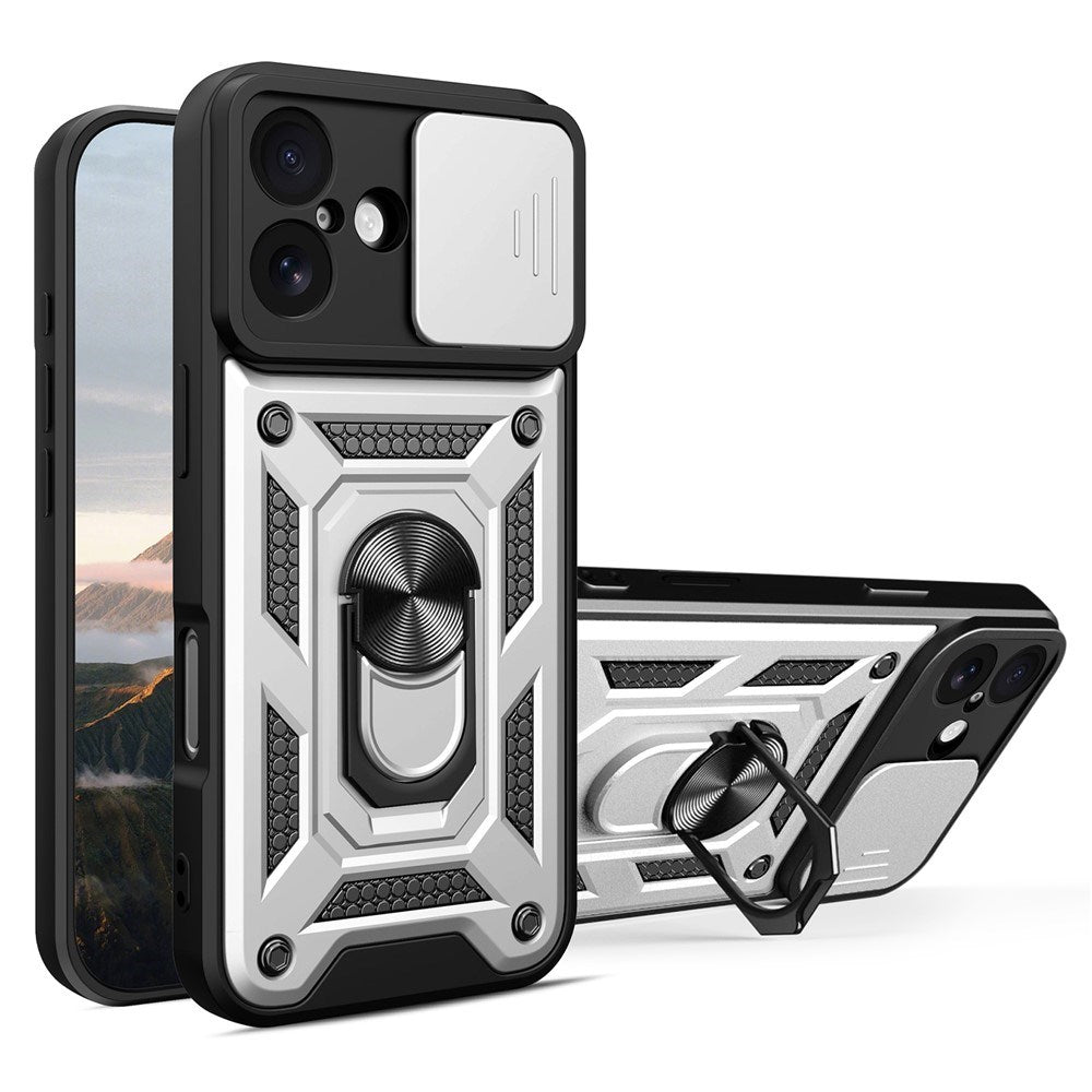 EIDERWOOD iPhone 17 Hybrid Håndværker Cover m. Kickstand & Cam Slider - Sølv