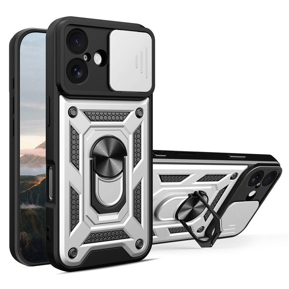 EIDERWOOD iPhone 17 Hybrid Håndværker Cover m. Kickstand & Cam Slider - Sølv