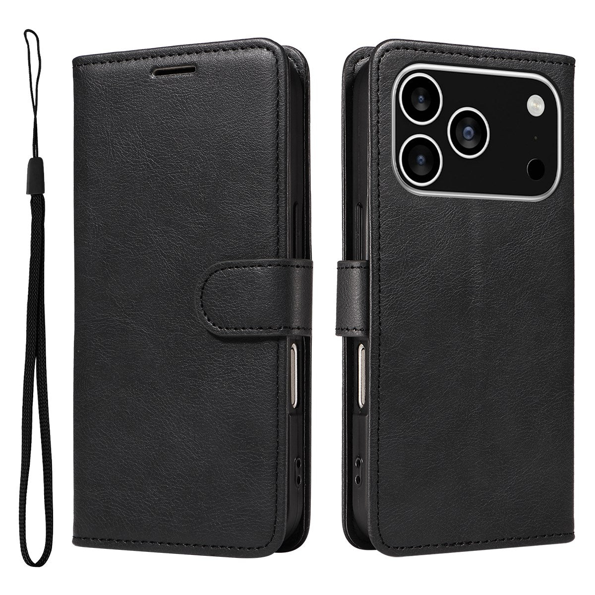 EIDERWOOD iPhone 17 Pro Kunstlæder Cover m. Pung & Strop - Sort