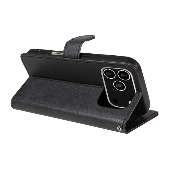 EIDERWOOD iPhone 17 Pro Kunstlæder Cover m. Pung & Strop - Sort