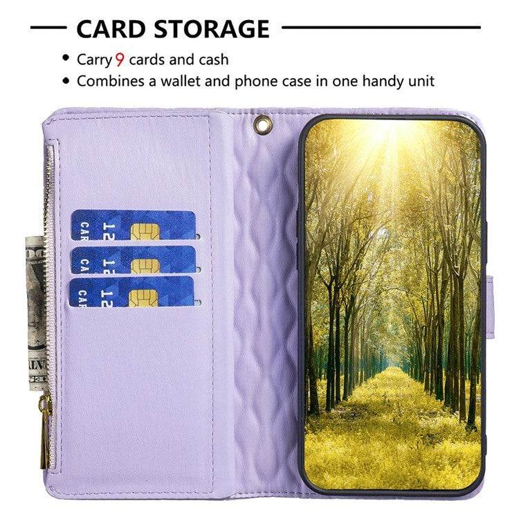 Samsung Galaxy S23 Læder Flip Cover m. Strop & 9 Kortholdere - Lilla