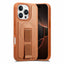 iPhone 16 Pro Hårdt Plastik Cover m. Kunstlæder Bagside & Fingerrem - MagSafe Kompatibel - Brun