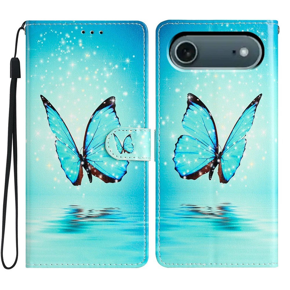EIDERWOOD iPhone Air Imiteret Læder Cover m. Pung & Strop - Sommerfugl