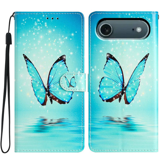 EIDERWOOD iPhone Air Imiteret Læder Cover m. Pung & Strop - Sommerfugl