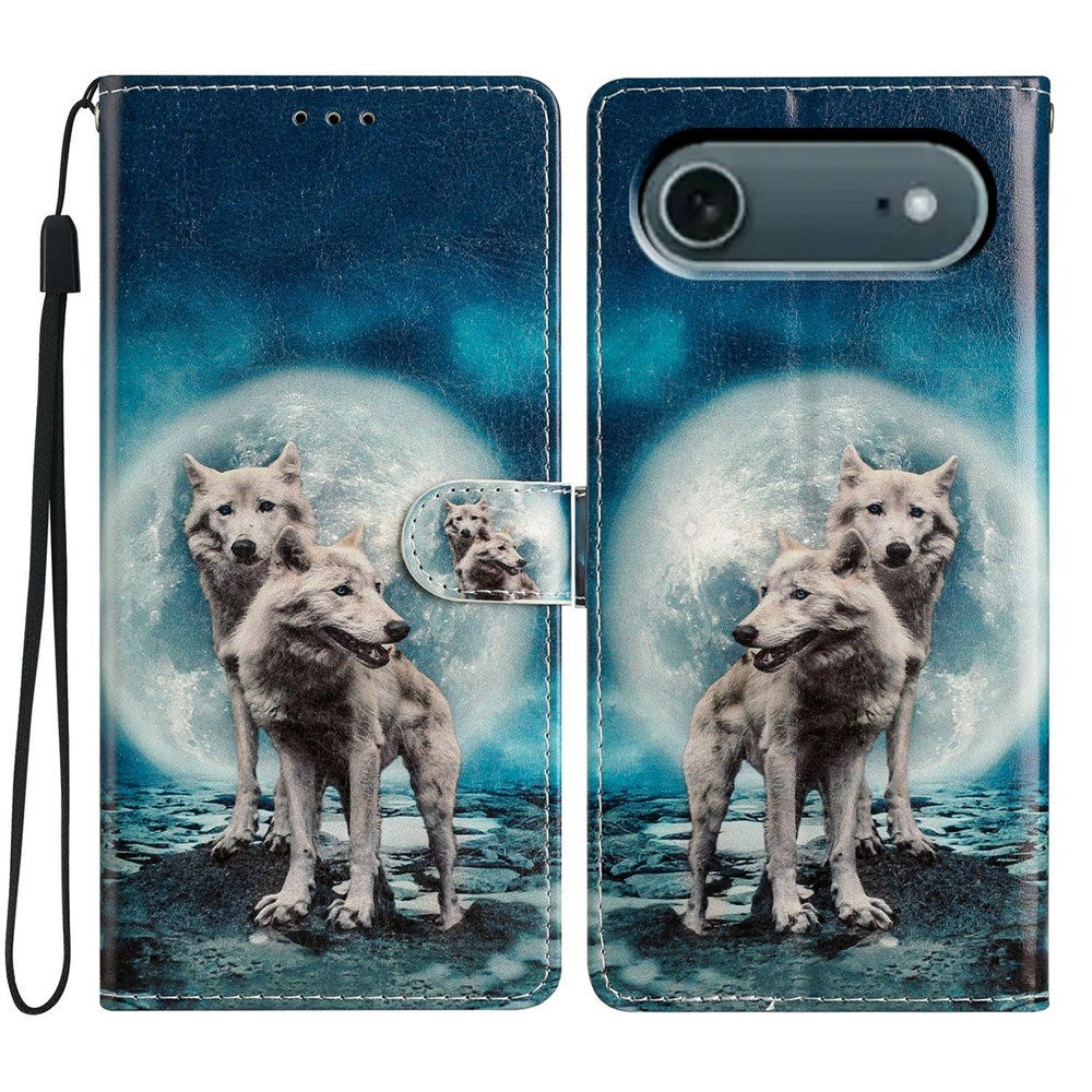 EIDERWOOD iPhone Air Imiteret Læder Cover m. Pung & Strop - Ulve