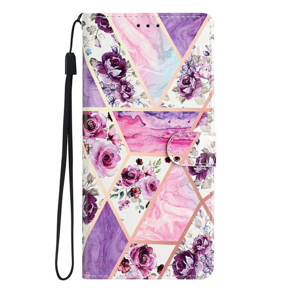 EIDERWOOD iPhone Air Imiteret Læder Cover m. Pung & Strop - Lilla Blomster