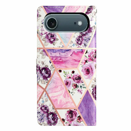 EIDERWOOD iPhone Air Imiteret Læder Cover m. Pung & Strop - Lilla Blomster