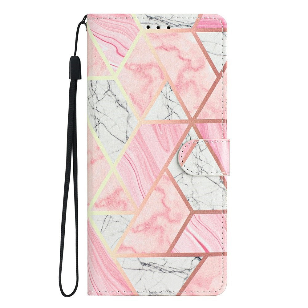EIDERWOOD iPhone Air Imiteret Læder Cover m. Pung & Strop - Lyserød Marmor