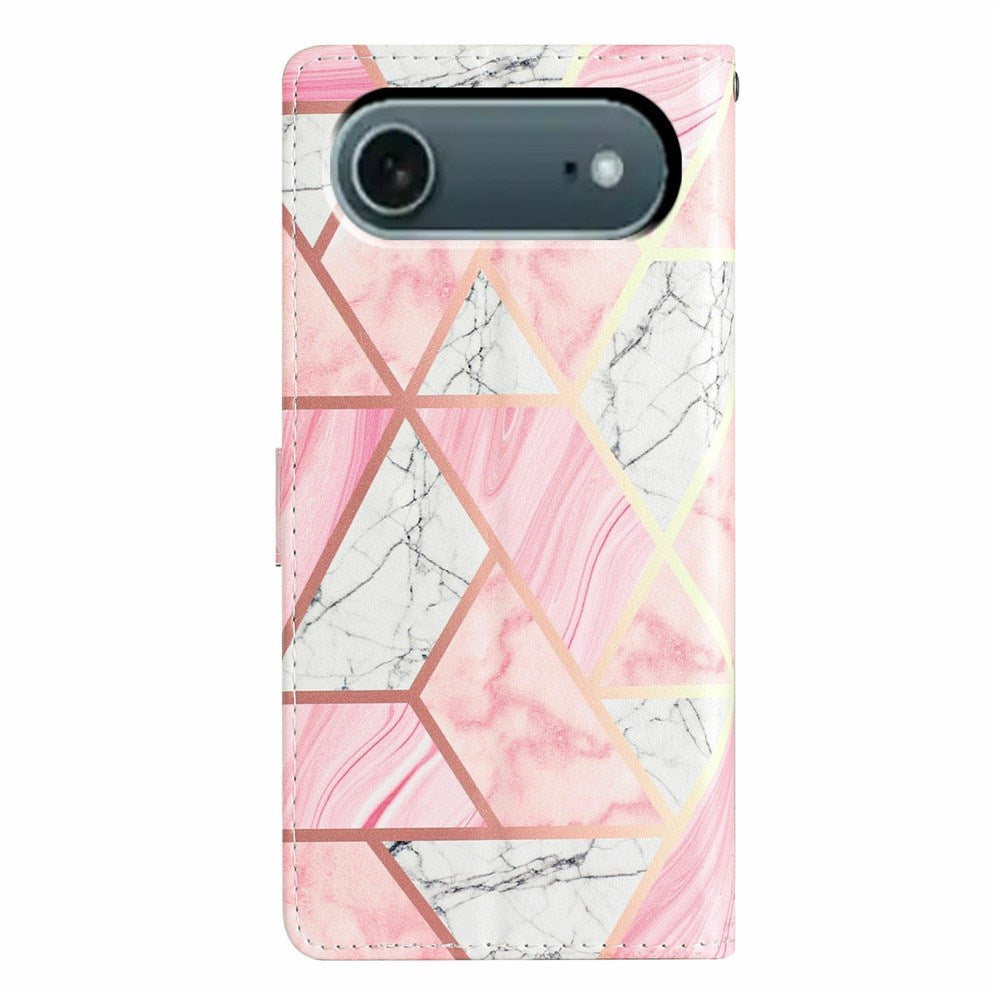 EIDERWOOD iPhone Air Imiteret Læder Cover m. Pung & Strop - Lyserød Marmor