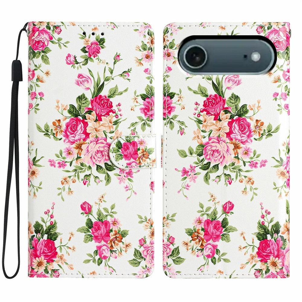 EIDERWOOD iPhone Air Imiteret Læder Cover m. Pung & Strop - Blomster