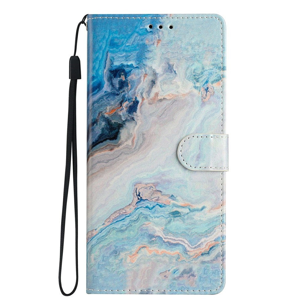 EIDERWOOD iPhone Air Imiteret Læder Cover m. Pung & Strop - Blå Marmor