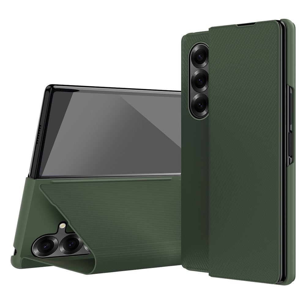EIDERWOOD Samsung Galaxy Z Fold7 Kunstlæder Flip Cover m. Tekstur & Ståfunktion - Grøn