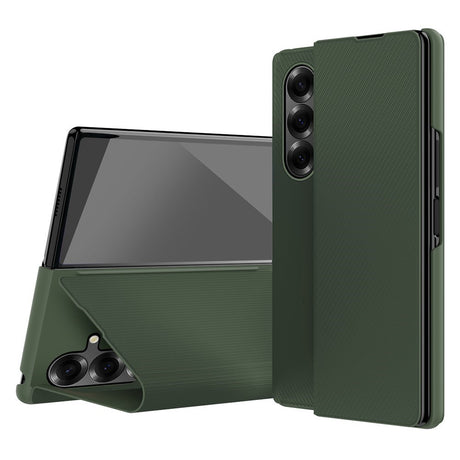 EIDERWOOD Samsung Galaxy Z Fold7 Kunstlæder Flip Cover m. Tekstur & Ståfunktion - Grøn