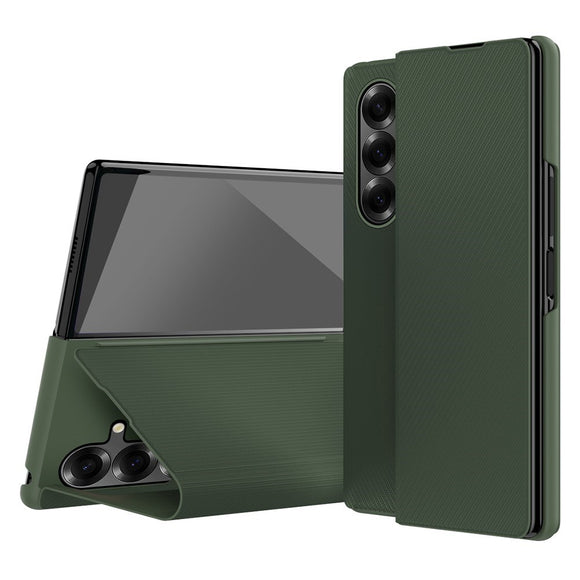EIDERWOOD Samsung Galaxy Z Fold7 Kunstlæder Flip Cover m. Tekstur & Ståfunktion - Grøn