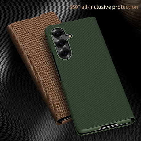 EIDERWOOD Samsung Galaxy Z Fold7 Kunstlæder Flip Cover m. Tekstur & Ståfunktion - Brun