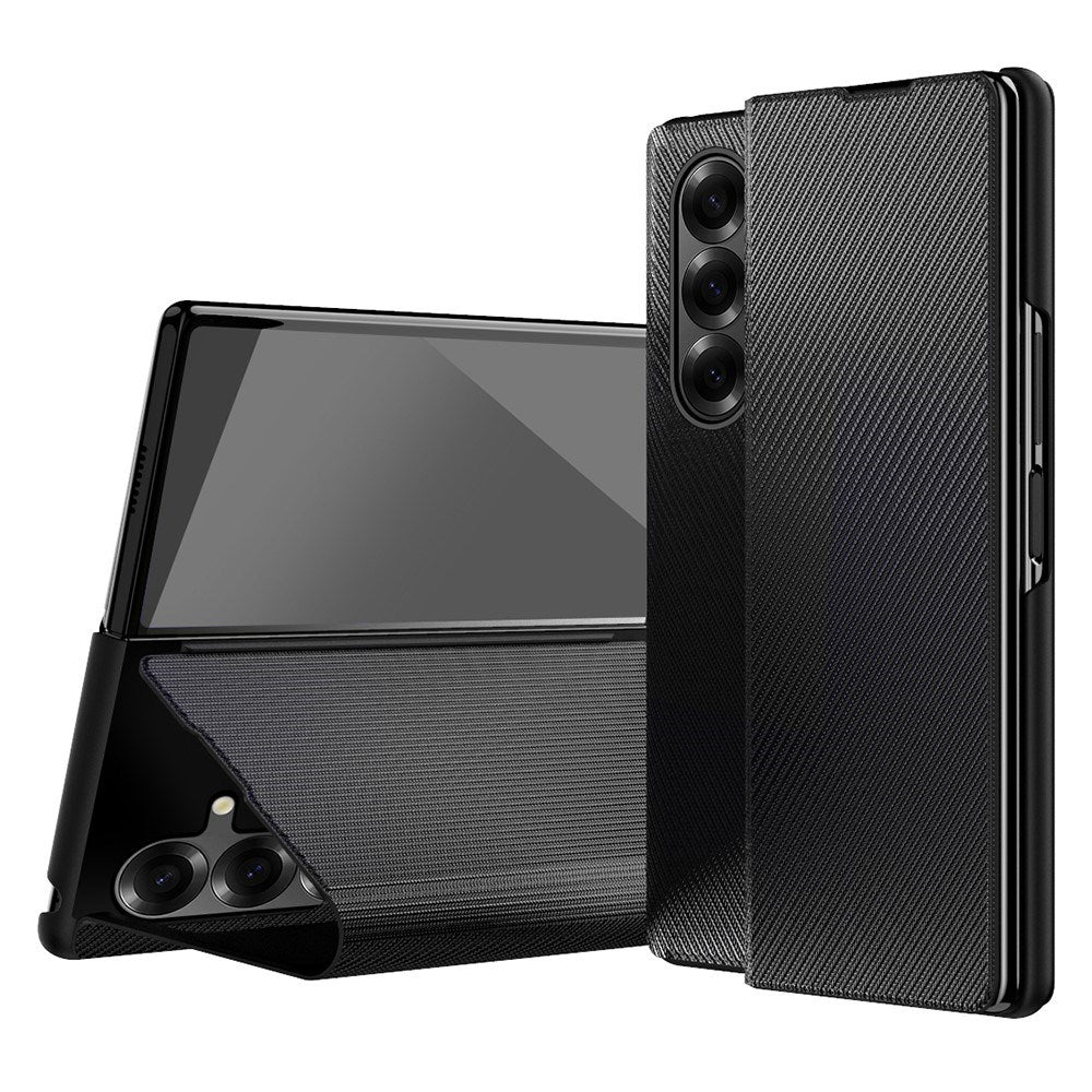 EIDERWOOD Samsung Galaxy Z Fold7 Kunstlæder Flip Cover m. Tekstur & Ståfunktion - Sort
