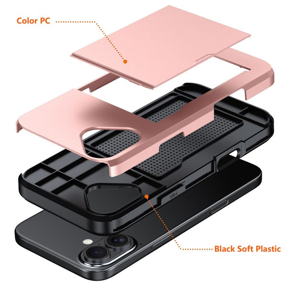 EIDERWOOD iPhone 17 Hybrid Cover m. Kortholder - Rose Gold