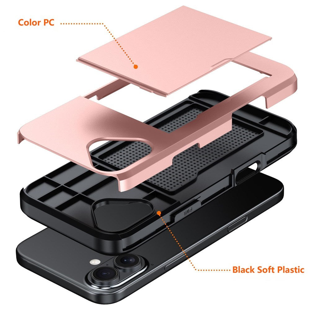 EIDERWOOD iPhone 17 Hybrid Cover m. Kortholder - Lyserød